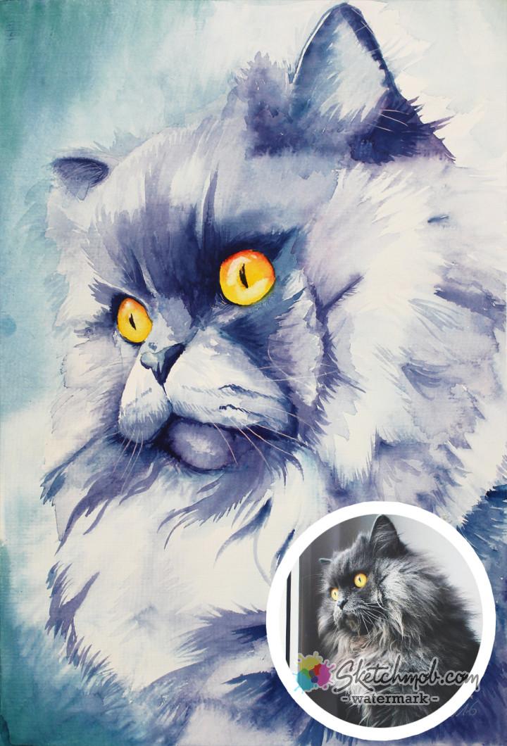 720x1060 Custom Colorful, Emotional Watercolor Pet Portrait Commission