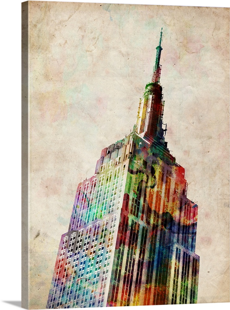 742x1000 Empire State Building Watercolor Illustration Wall Art, Canvas
