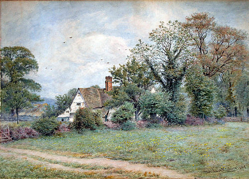 500x361 English Cottage Watercolor By Wilmot Clifford Pilsbury (Item