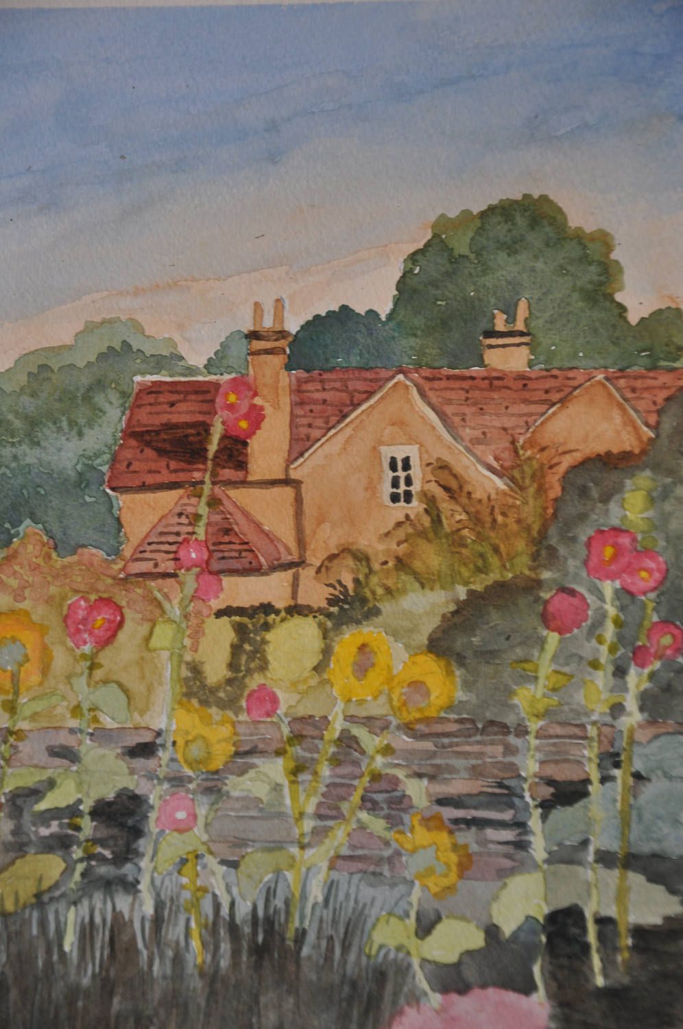 996x1500 English Vintage Watercolor Country Painting, British Watercolor