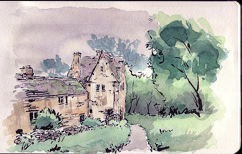 500x318 English Cottage, Watercolor I Sketched This