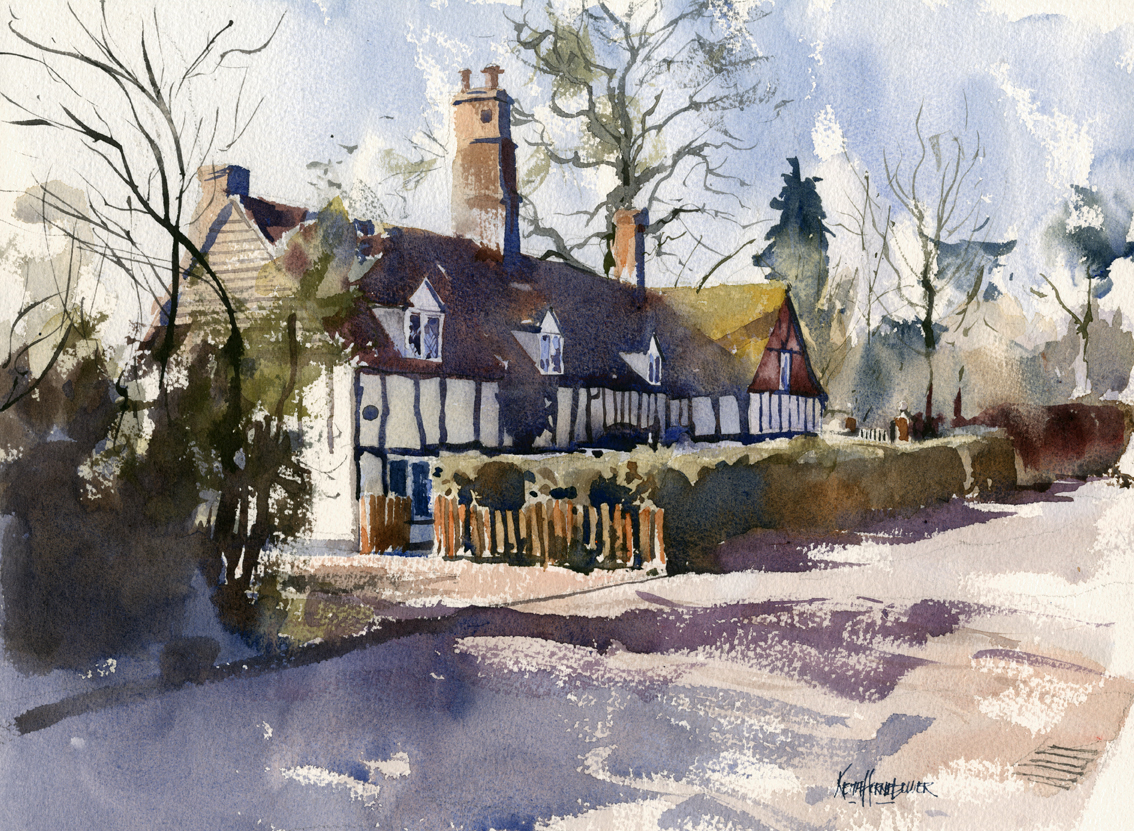 1134x831 English Village Hornblower Watercolours