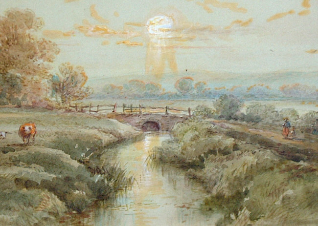 650x463 Antique English Landscape Watercolor Painting Simpson Item