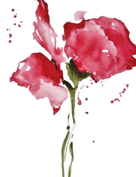 538x700 Rose Painting Print, Red Flower Painting