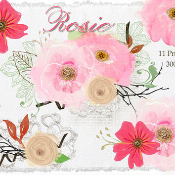 354x354 Watercolor Flowers Clipart Files