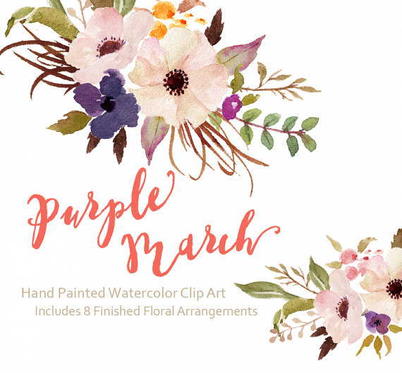 570x529 Watercolor Flower Clip Art Purple Marchindividual Png Fileshand