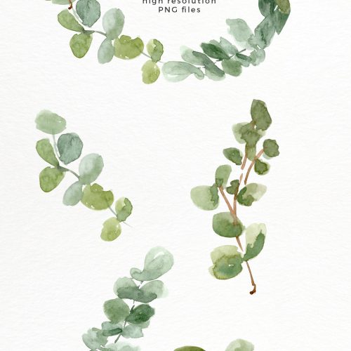 500x500 Watercolor Eucalyptus Wreath Branches Clipart Png Essem Creatives