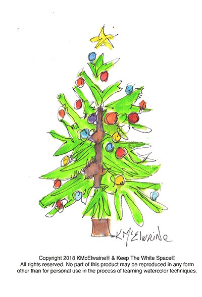 400x589 Christmas Tree Watercolor Pattern Kathleen Mcelwaine Art