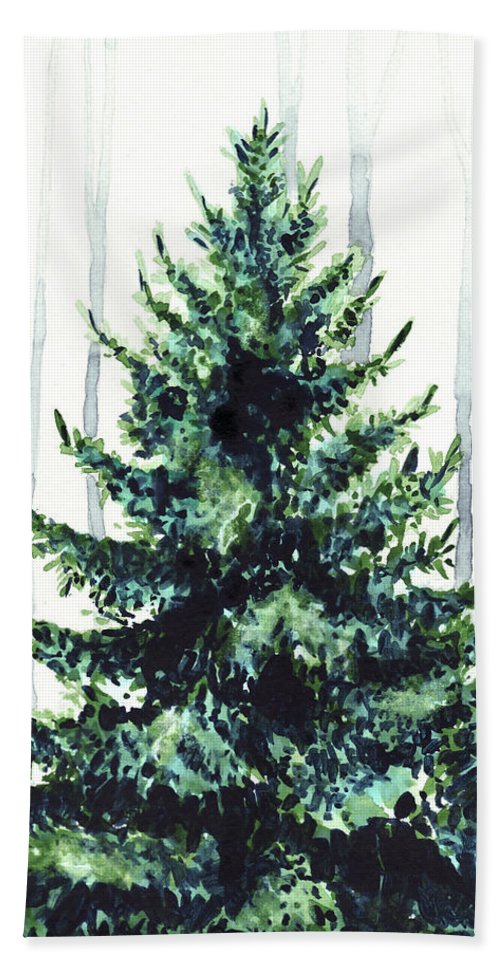 500x967 Evergreen Tree In Winter Woods Watercolor Painting Christmas