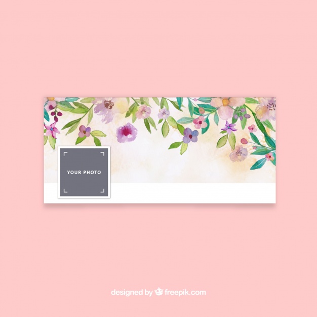 626x626 Facebook Cover With Watercolor Flowers Vector Free Download