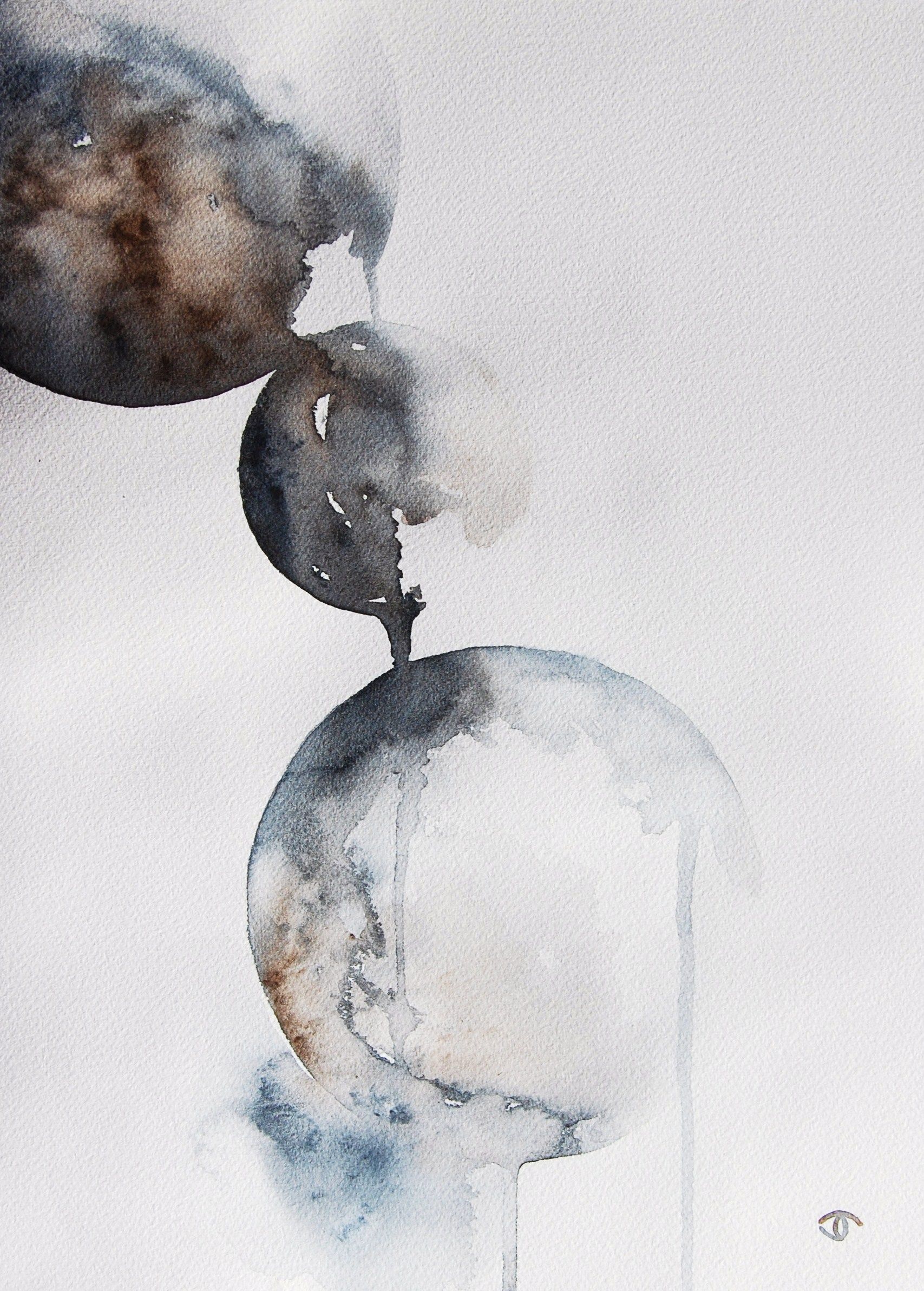 1707x2384 Abstract Stone Spheres. Watercolor. Artist Jennifer Thangavelu