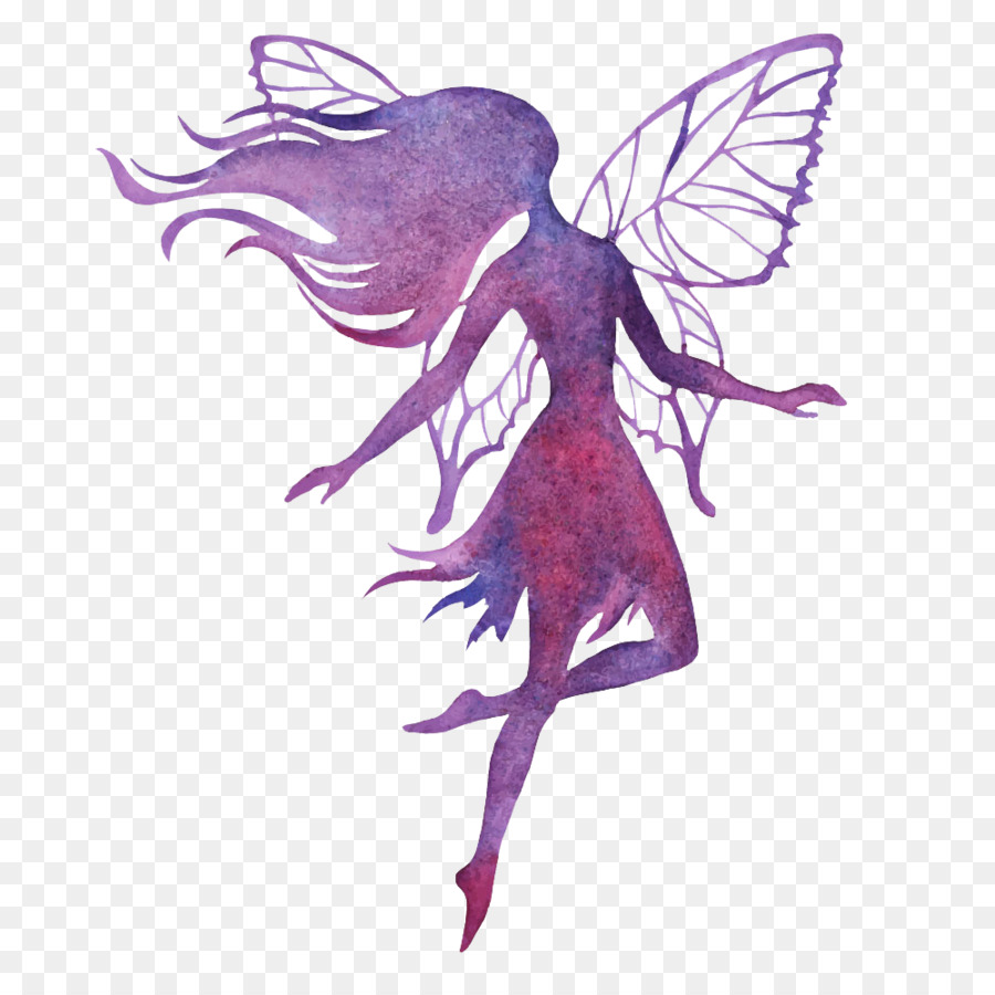900x900 Fairy Watercolor Painting Silhouette Illustration