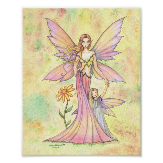 540x540 Mother And Daughter Fairy Watercolor Art Painting Poster