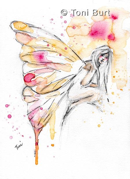 450x619 Beguiled Watercolour Faery From My Art Journal, Fairy Wings