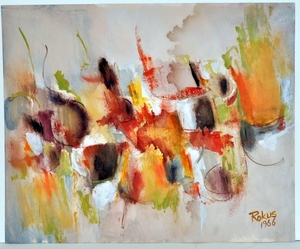 300x249 Modernist Watercolor Fall Colors Signed Rokus Lot Art