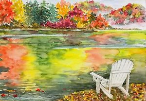 300x208 Color Palette Original Watercolor Painting 7x10 Inch Fall Foliage