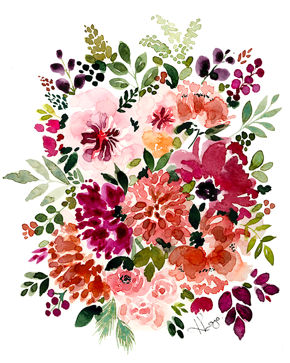 576x720 Fall Floral Watercolor Painting, Saturday, October 20, 10 Am