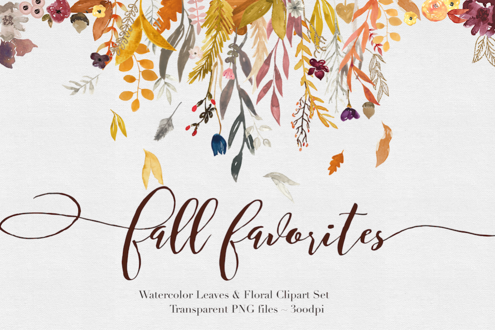 1000x667 Fall Watercolor Clipart