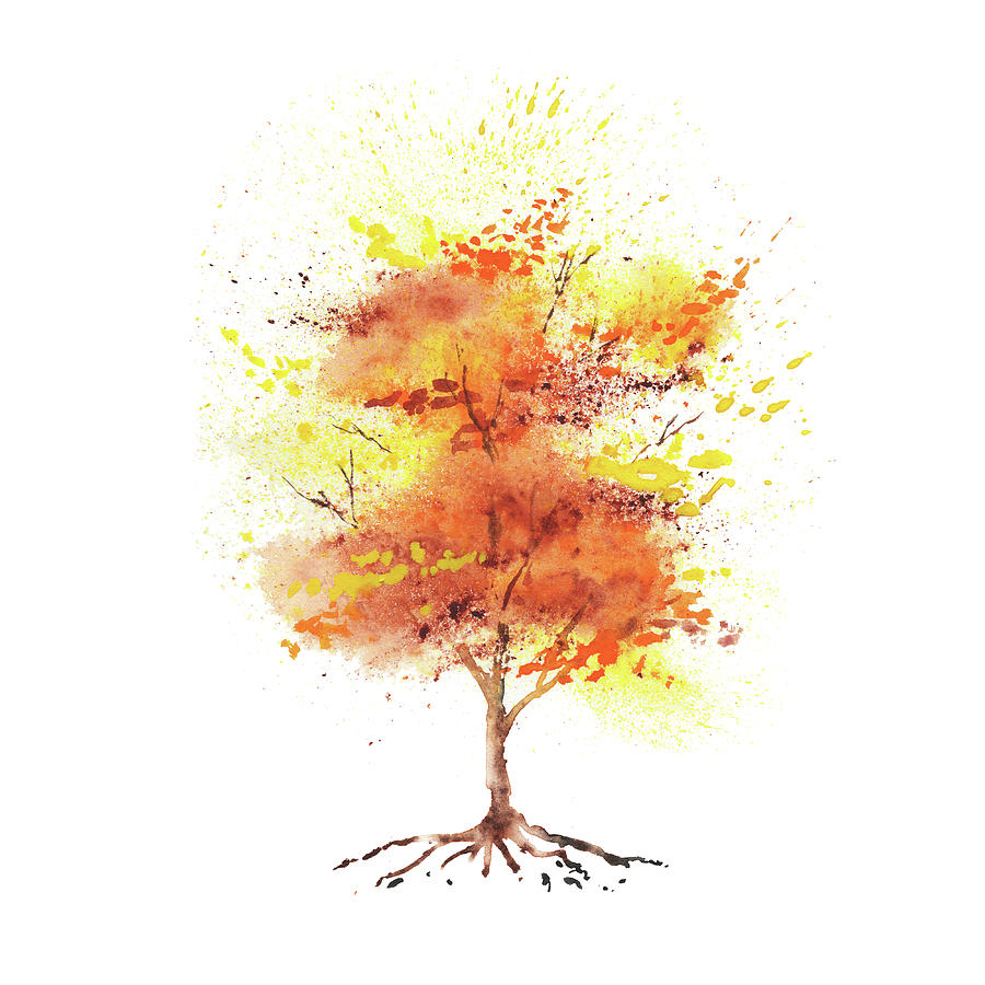 900x900 Splash Of Fall Watercolor Tree Painting By Irina Sztukowski