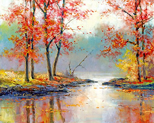 500x400 Fall Scene Art Print Of Watercolor Painting