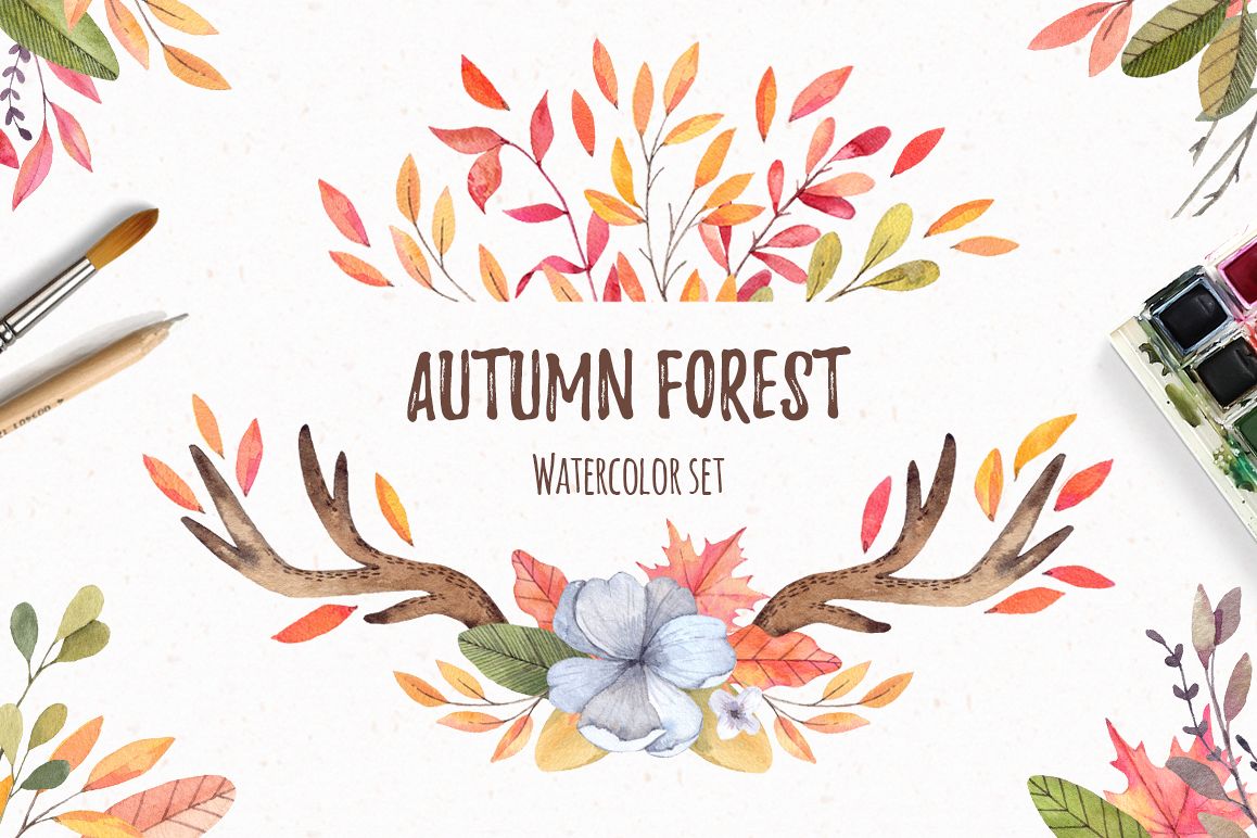 1158x772 Autumn Forest Watercolor Fall