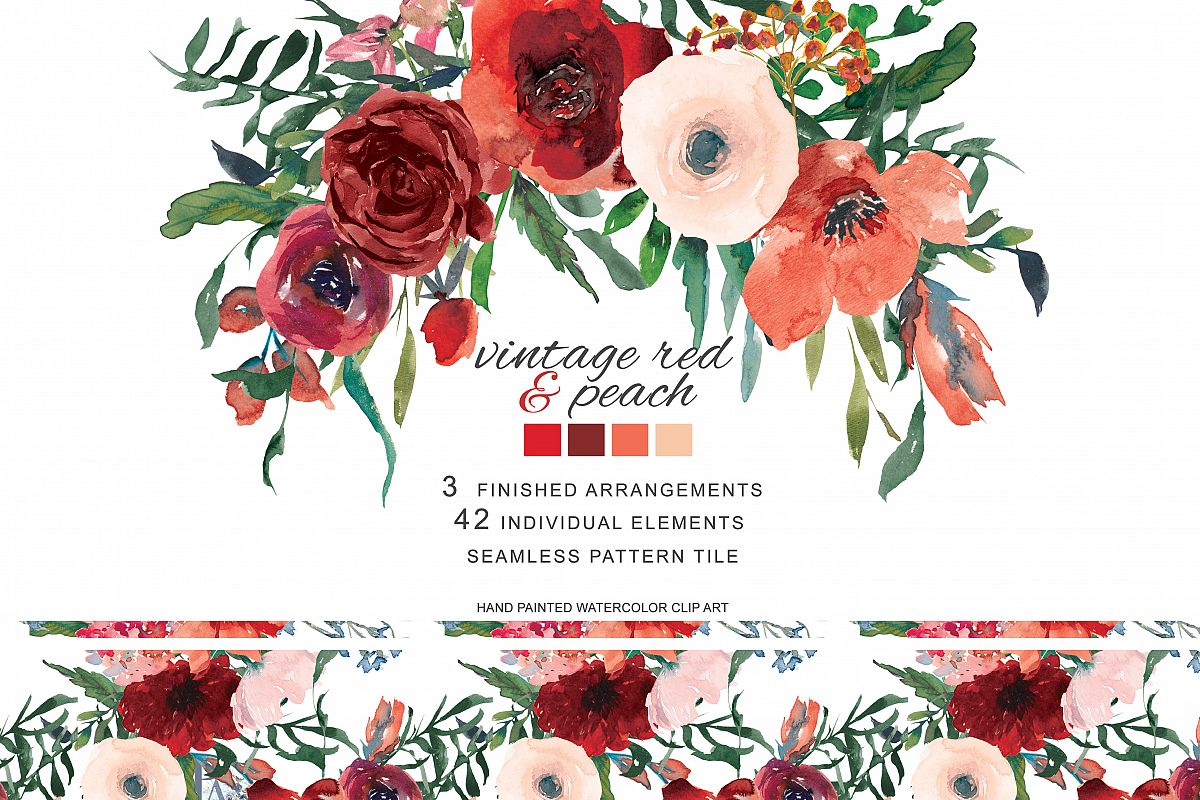 1200x800 Hand Painted Watercolor Flowers Clip Art
