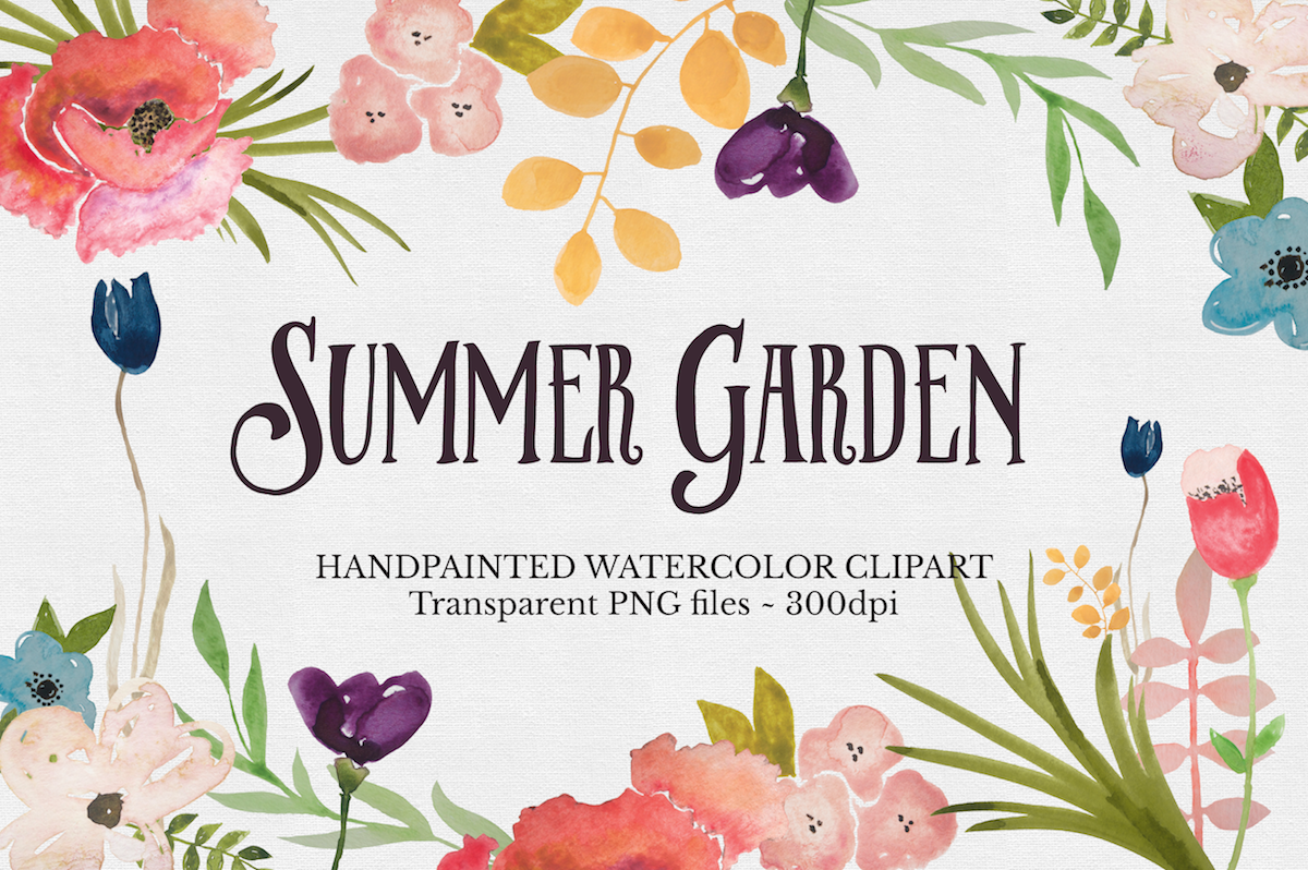 1200x798 Watercolor Flower Clipart Set