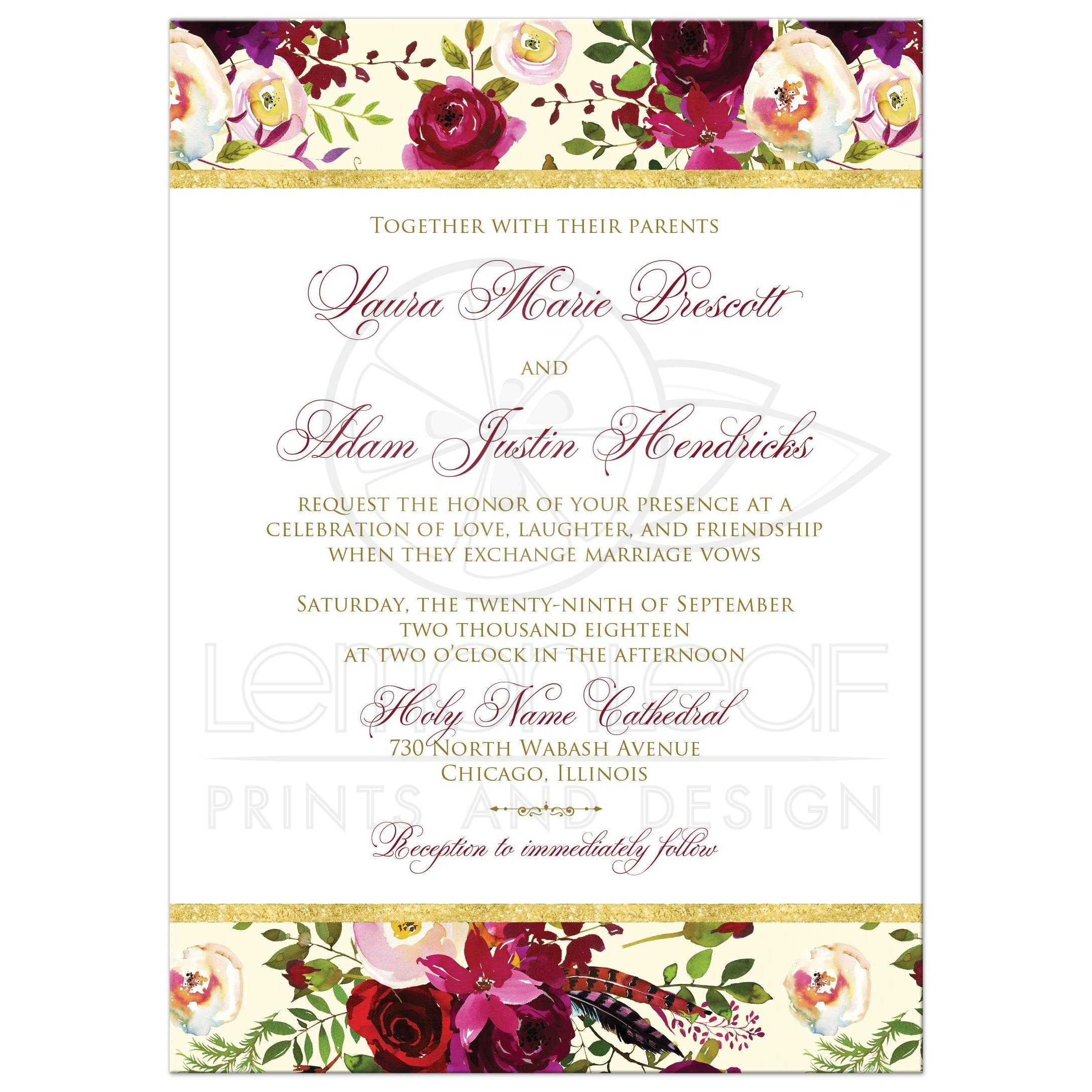 2175x2175 Beautiful Burgundy Watercolor Florals Wedding Invitation Flowers
