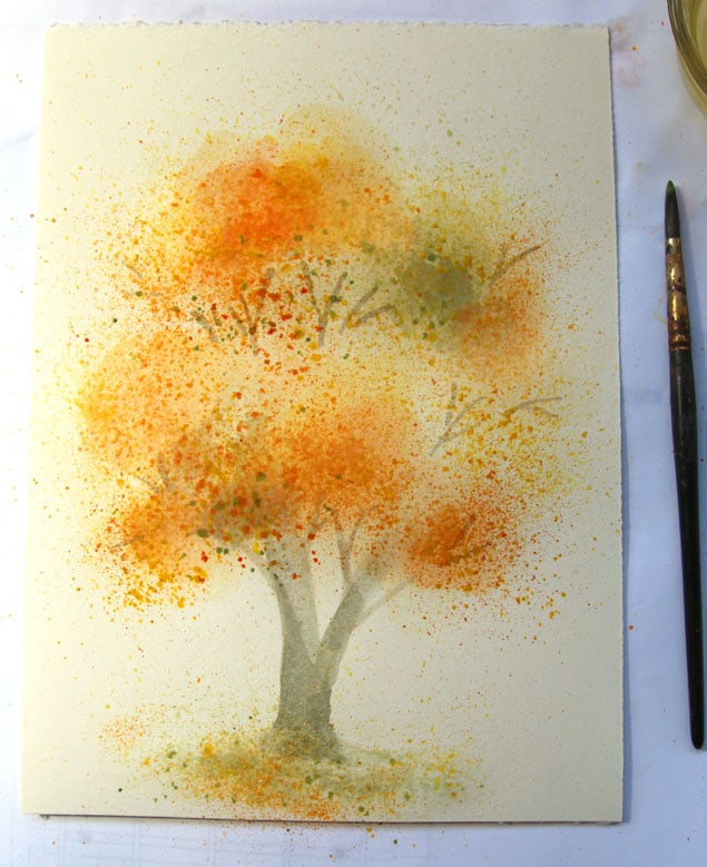 635x779 Easy Watercolor Painting Tree (With Fall Colors!)