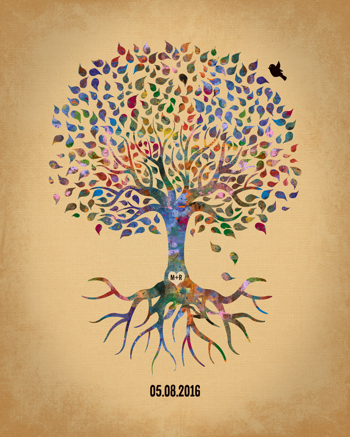 720x900 Minimalist Tree With Roots Anniversary Date Watercolor Wedding