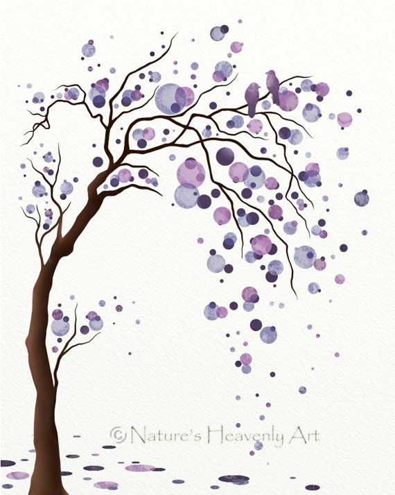 570x713 Purple Wall Art Tree Print, Tree Wall Decor For Bedroom, Living