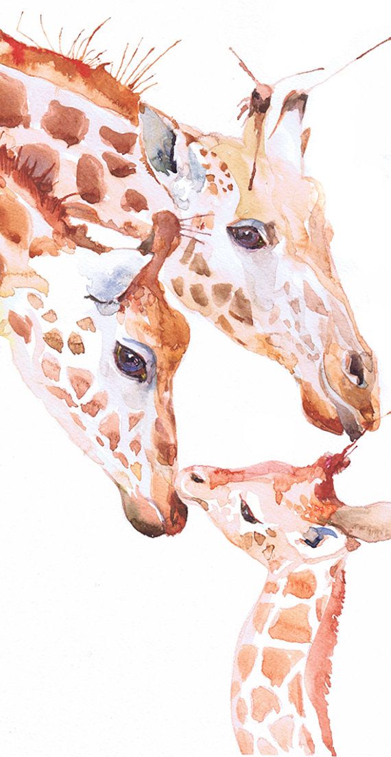 570x1103 Giraffe Original Watercolor, Ooak Painting, Original Artwork