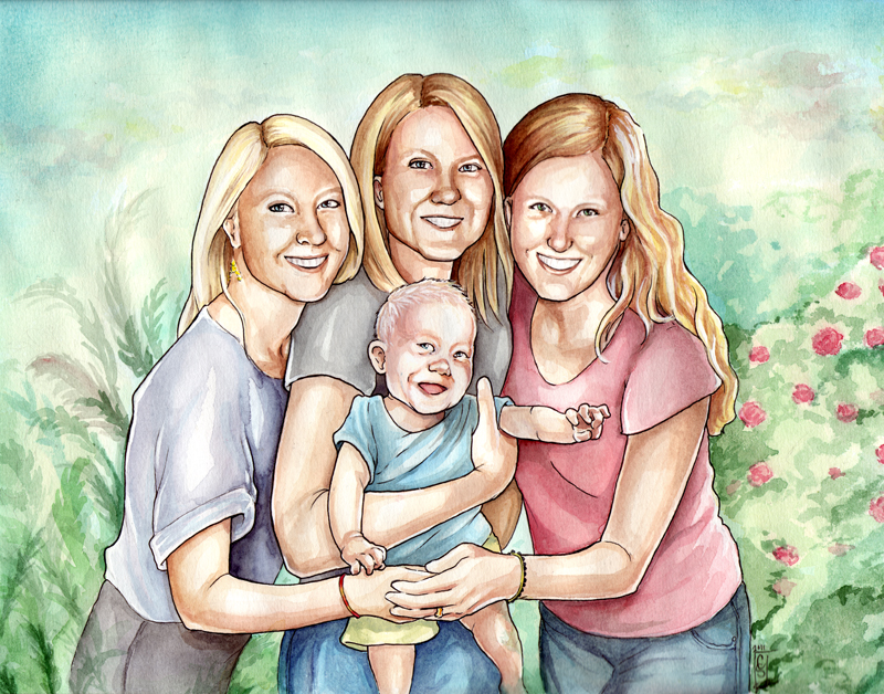 800x628 Group Family Watercolor Painting By Rvaya