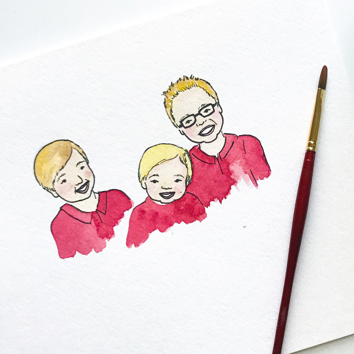 700x700 Watercolor Family Portrait