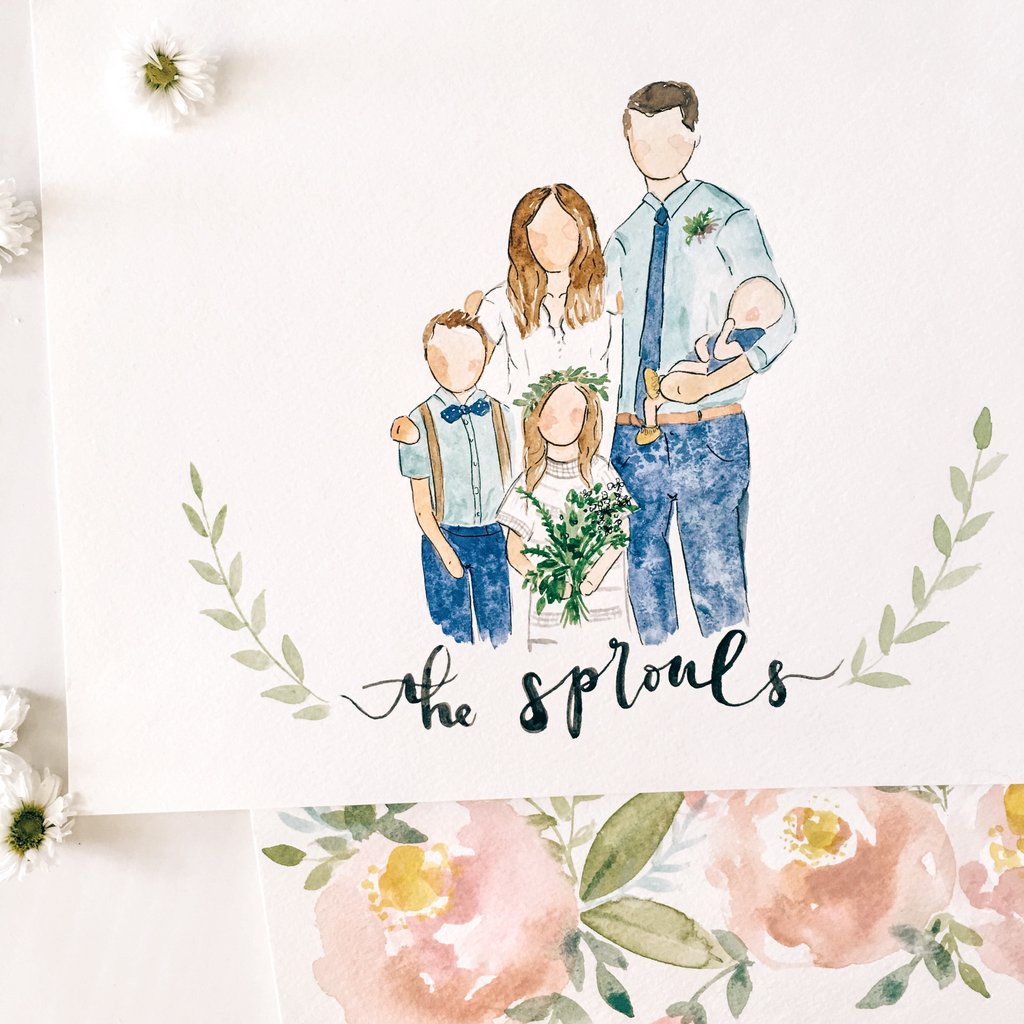 1024x1024 Custom Family Portrait Watercolor Celeste C. Clark