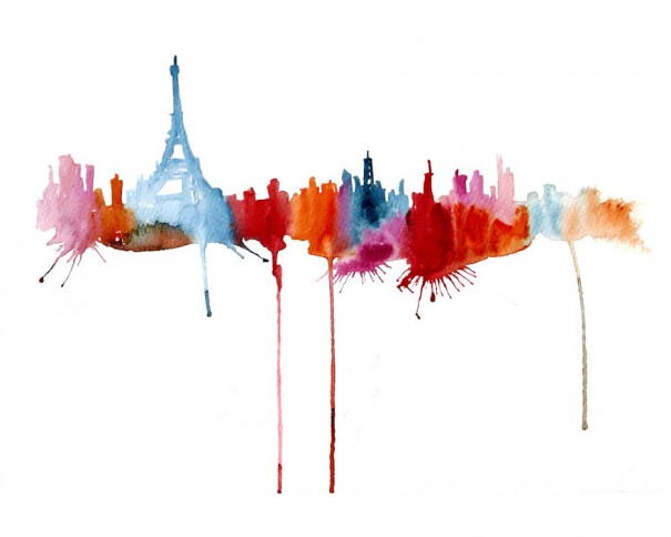 605x484 Abstract Silhouette Paintings Of Famous Cityscapes Wave Avenue