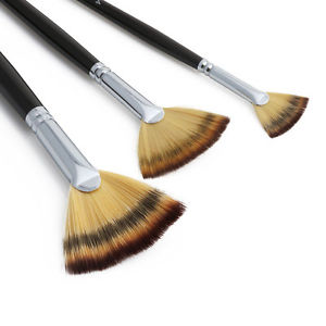 300x300 Hot 3 Pcs Fan Brush Wooden Handle Pen For Oil Acrylic Watercolor