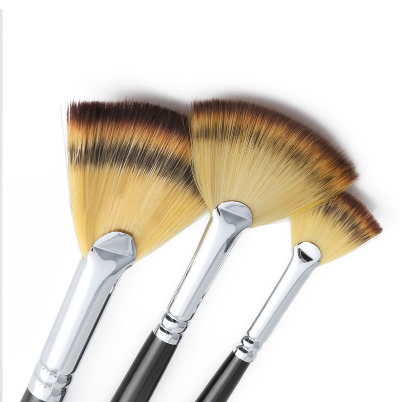 800x800 3 Pcs Fan Brush Pen Wooden Handle Oil Painting Acrylic Watercolor