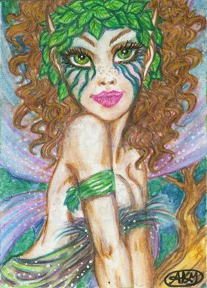 300x417 Fairy Aceo Fantasy Faery Art Watercolor Painting Original Faerydae