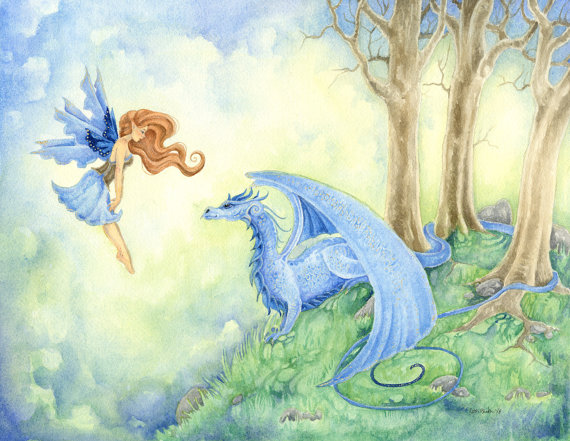 570x441 Fairy Art Watercolor Print