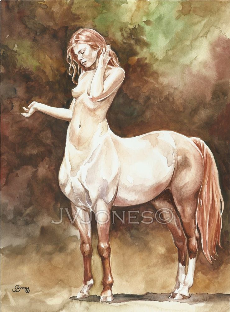 739x1000 Original Fantasy Art Bailey Centaur Watercolor Painting Jvjones