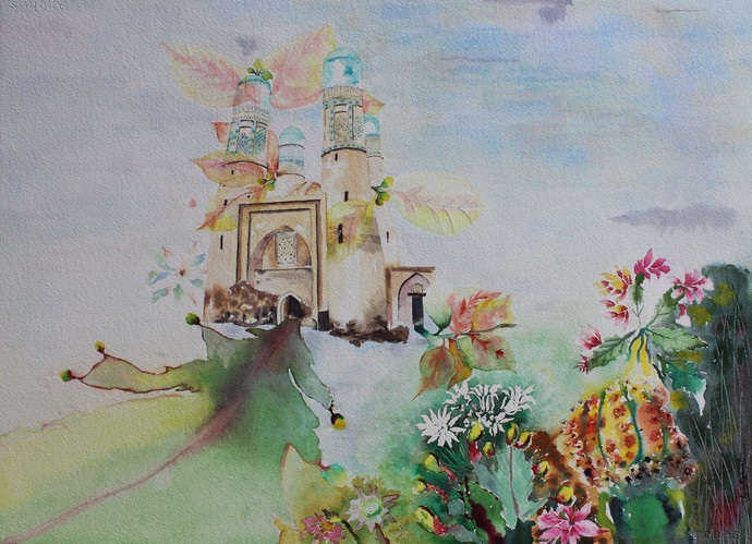 690x499 My Dream Garden 15 By Artist Vijay Kiyawat Fantasy, Painting
