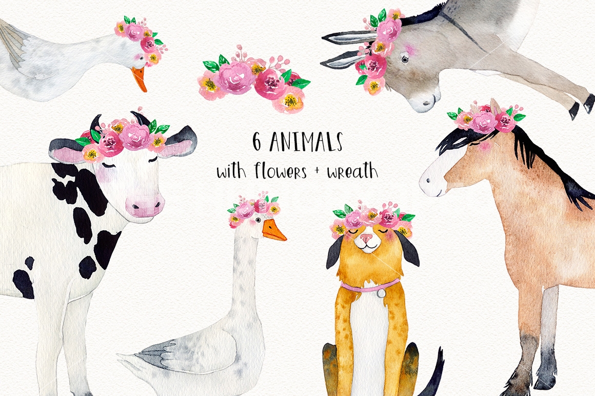 1160x772 Farm Animals Watercolor Set Part 2 By Smolova