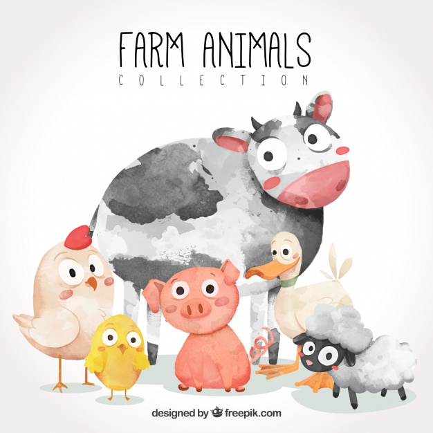 626x626 Fun Pack Of Watercolor Farm Animals Vector Free Download