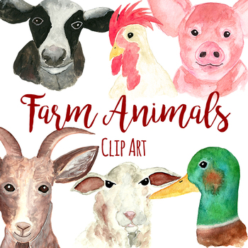 350x350 Watercolor Farm Animals By Affordable Clip Art Tpt