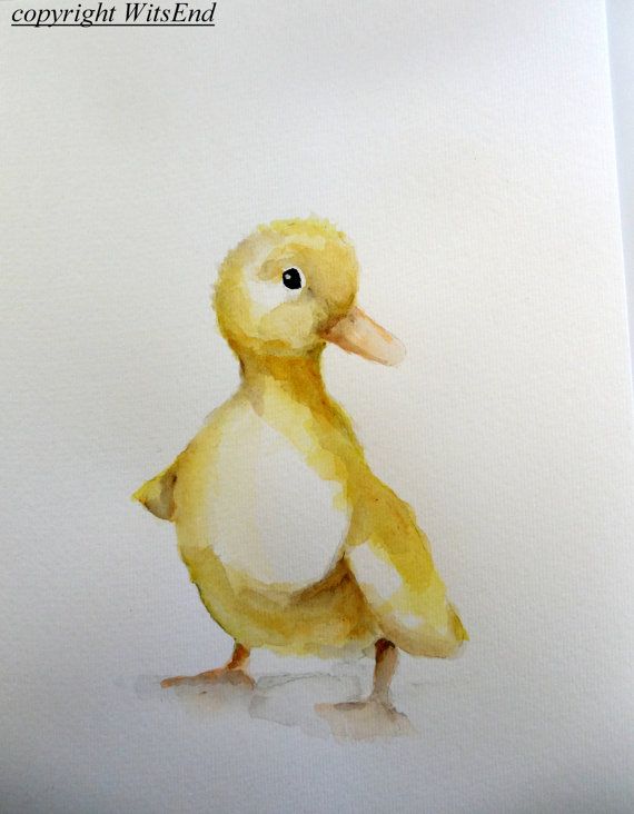 570x732 Baby Duck Painting Original Watercolor Nursery Farm Animal On Cow