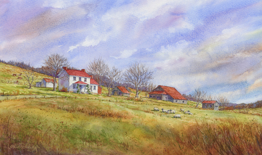 510x302 Everyday Artist Step By Step Watercolor Winter Farm Scene