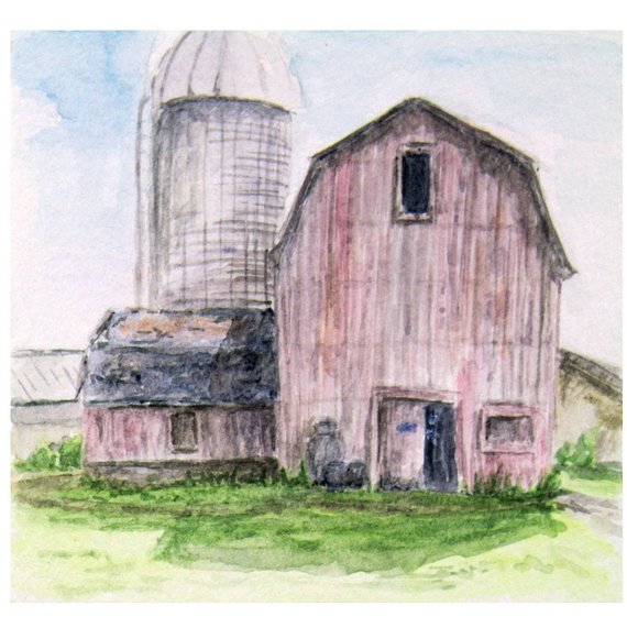 570x571 Mini Barn Painting Farm Watercolor Barn Home Decor Farm Etsy