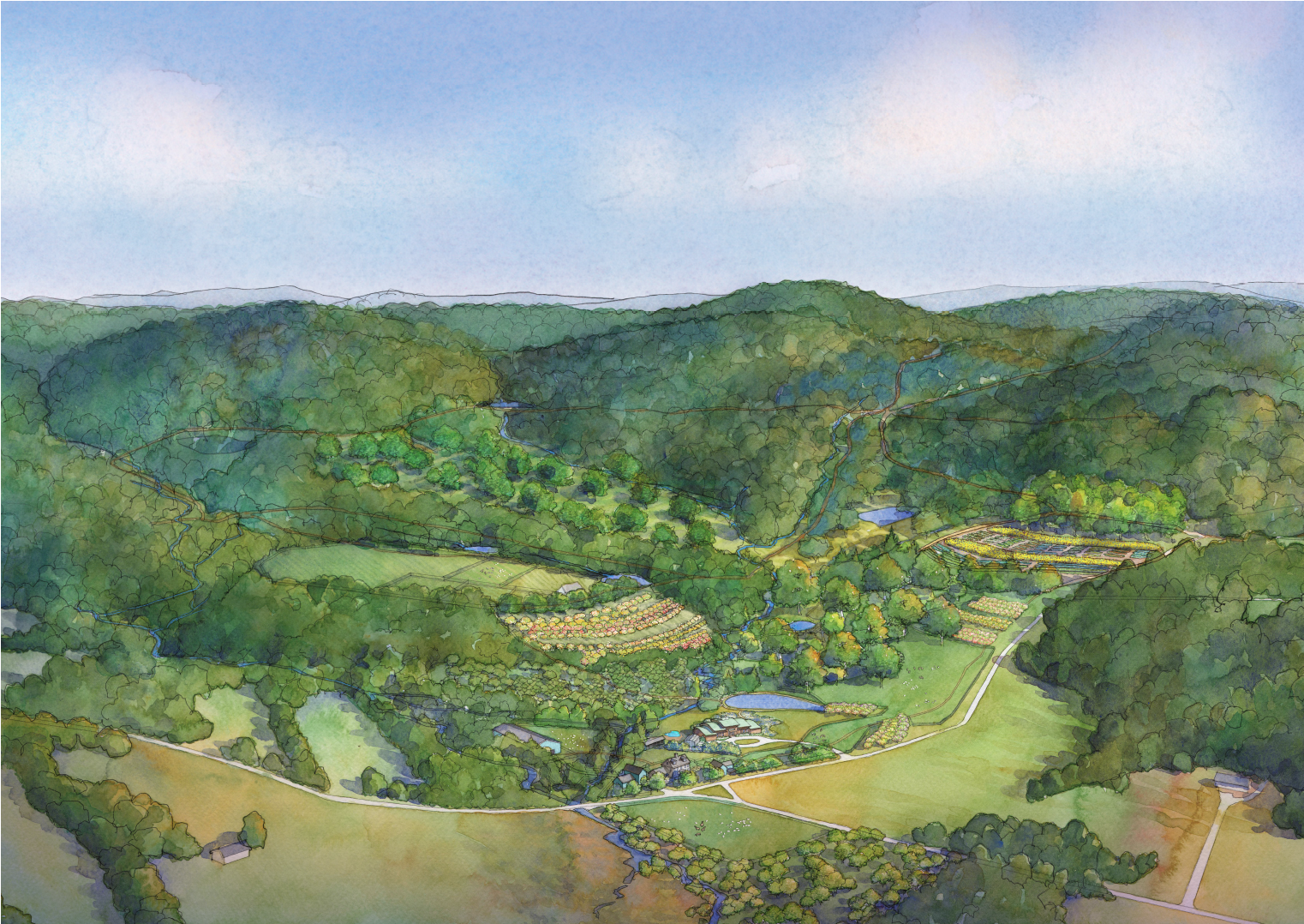 1522x1078 Sustainable Farm Design Final Rendering In 3d Watercolor