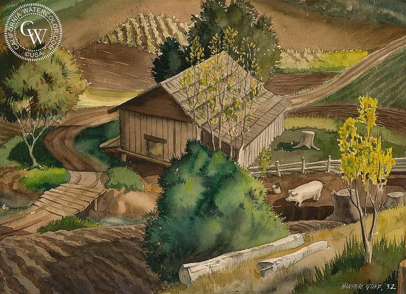 800x579 The Farm, 1932, Art By Harper Goff California Watercolor